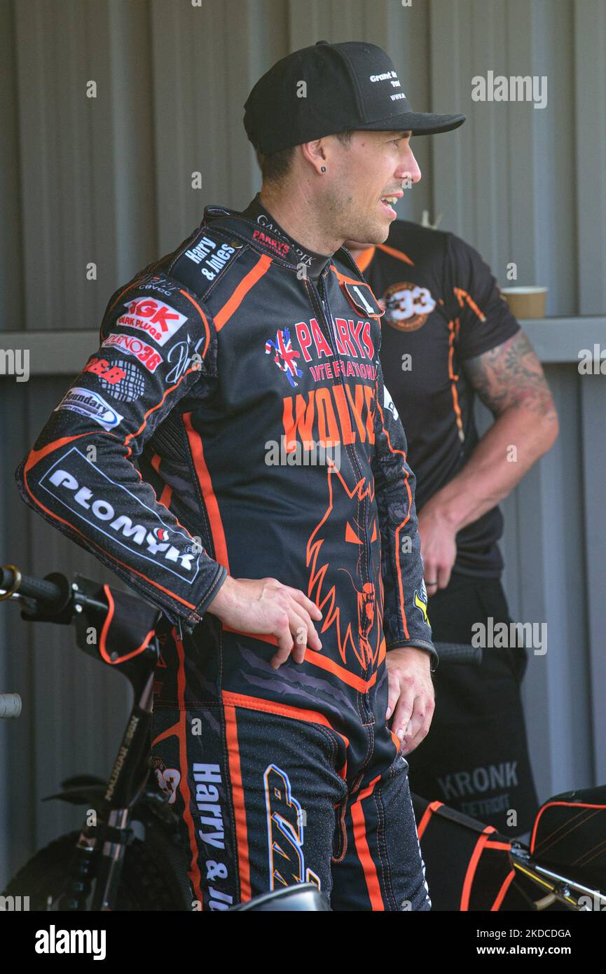 Sam Masters of Wolverhampton Parrys International Wolves während des SGB Premiership-Spiels zwischen Wolverhampton Wolves und Belle Vue Aces am Montag, den 20.. Juni 2022, im Monmore Green Stadium in Wolverhampton. (Foto von Ian Charles/MI News/NurPhoto) Stockfoto
