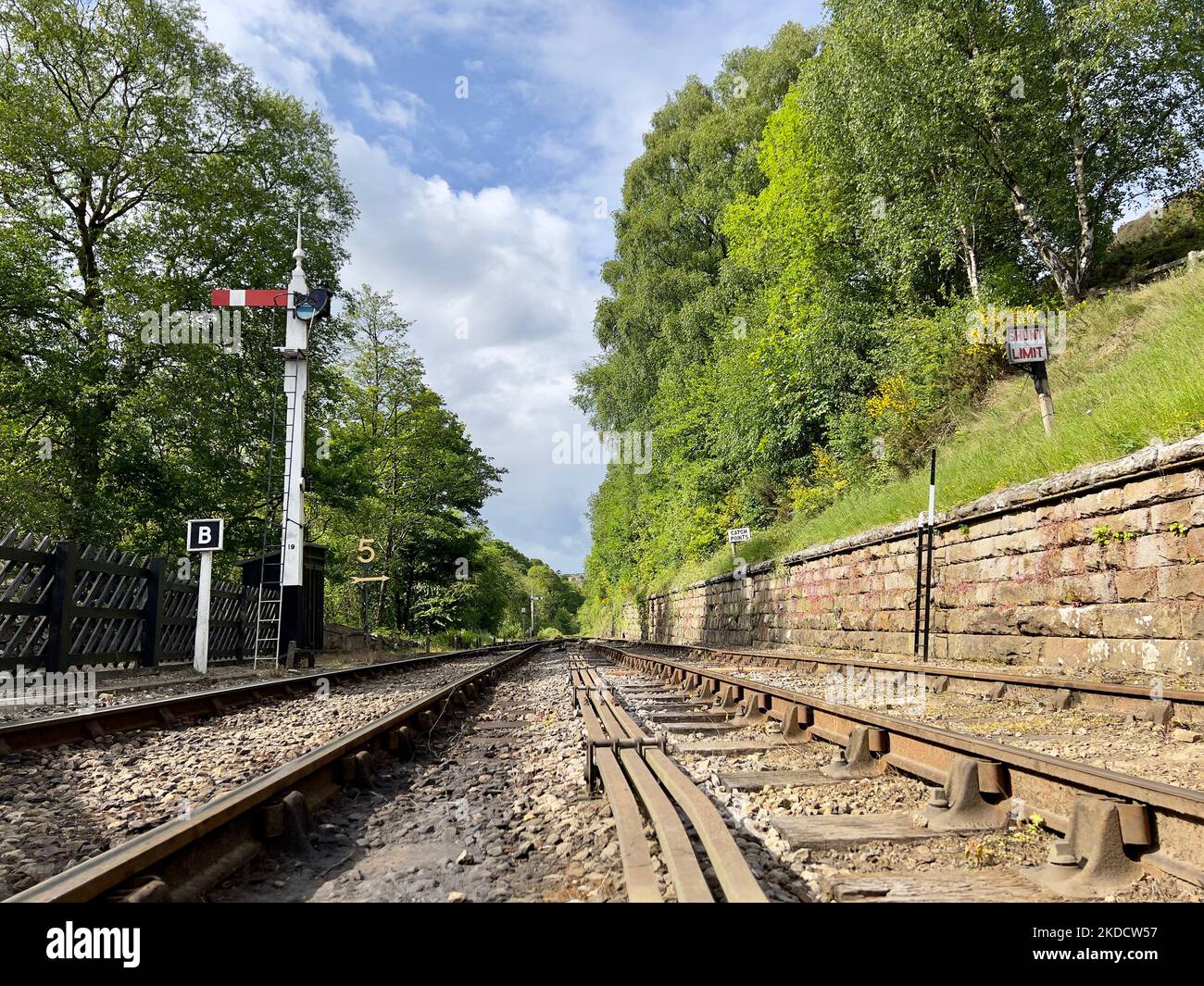 Blick auf die Bahnhofswege von Goathland Stockfoto