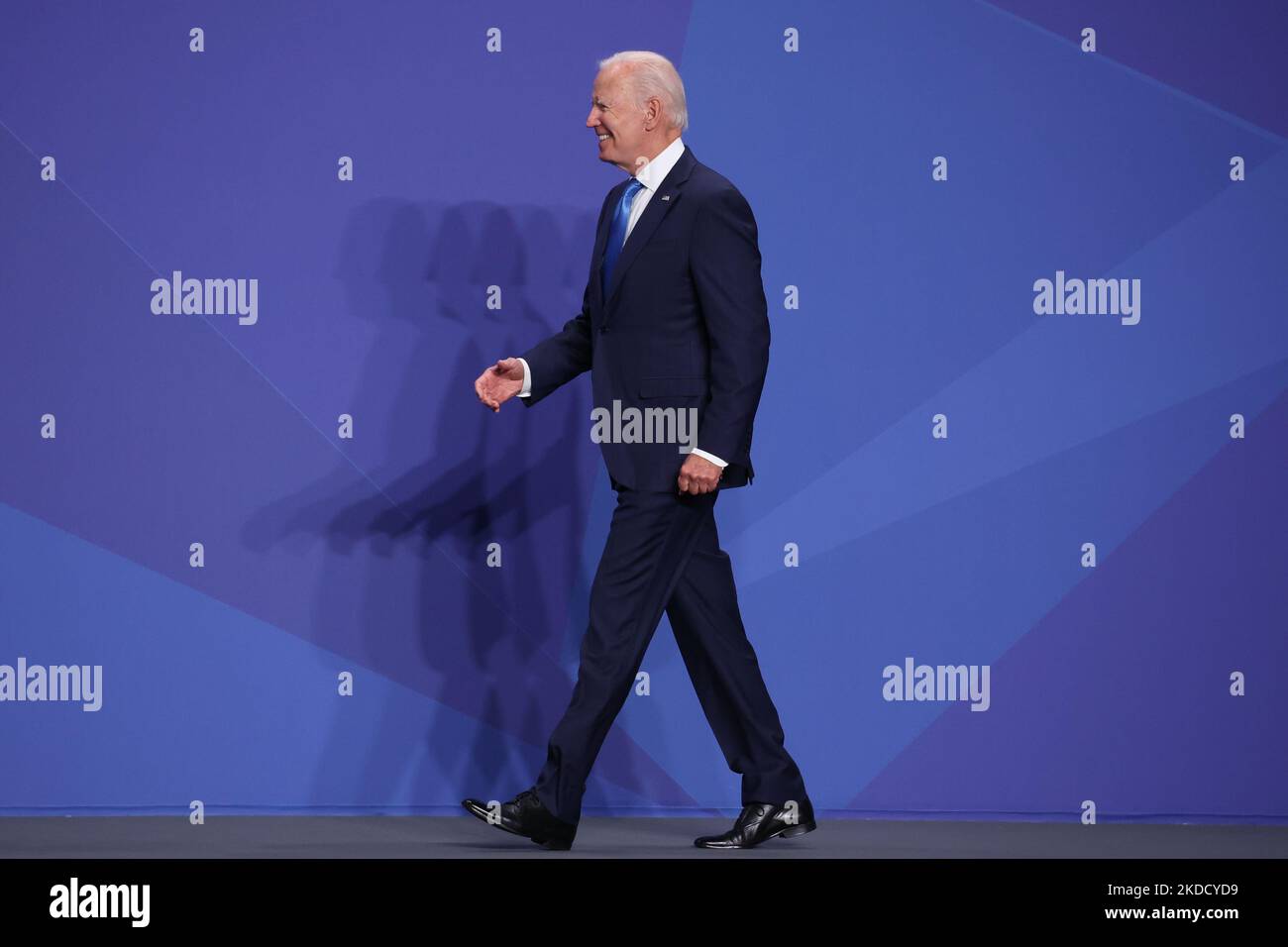 Präsident der Vereinigten Staaten Joe Biden während der Begrüßungszeremonie des NATO-Gipfels in Madrid, Spanien, am 29. Juni 2022. (Foto von Jakub Porzycki/NurPhoto) Stockfoto