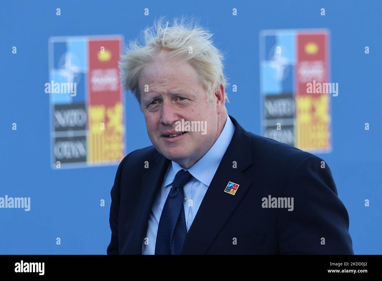 Am letzten Tag des NATO-Gipfels in Madrid, Spanien, am 30. Juni 2022 trifft der britische Premierminister Boris Johnson am Veranstaltungsort ein. (Foto von Jakub Porzycki/NurPhoto) Stockfoto