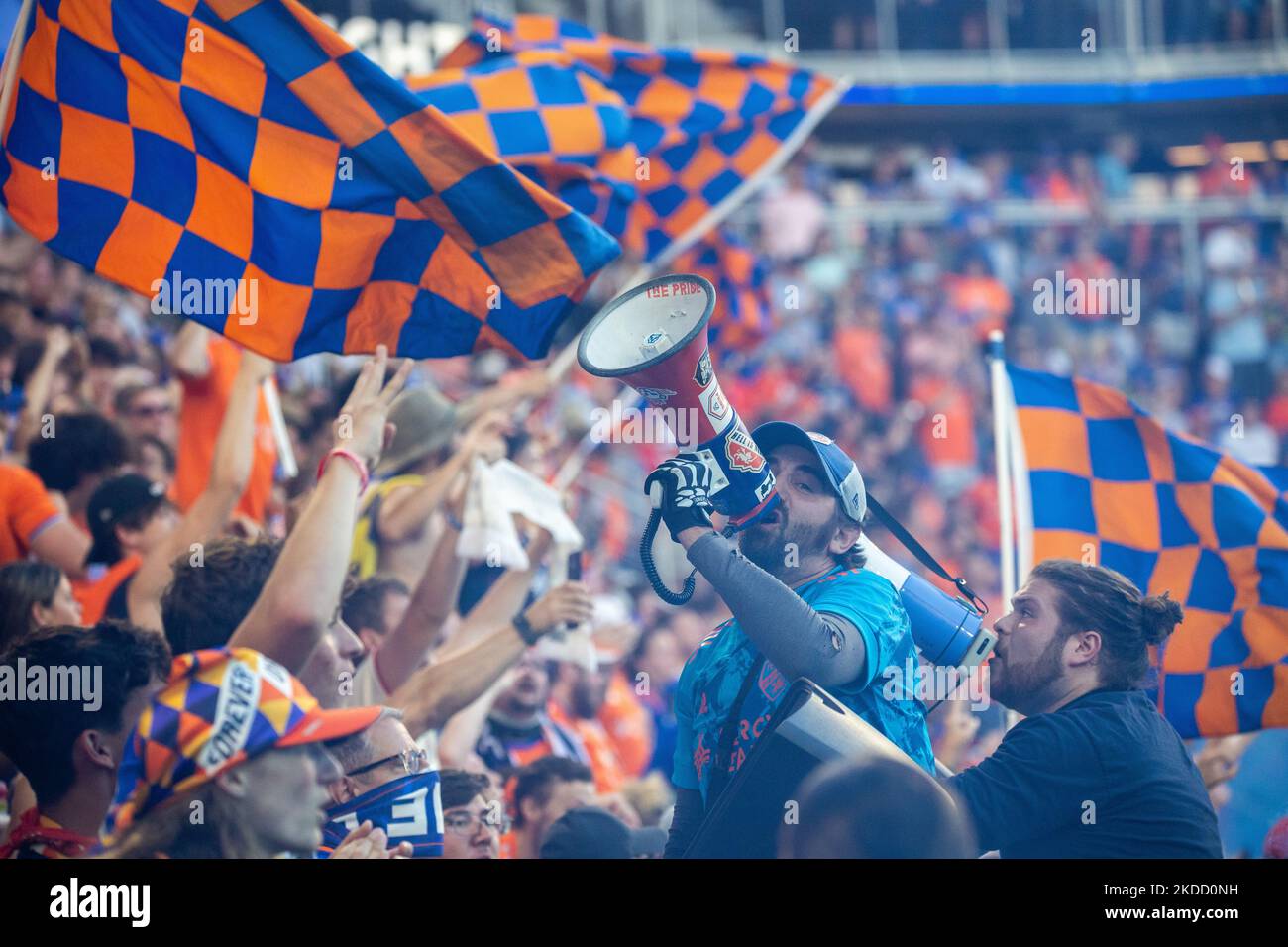 Während eines Fußballspiels der Major League zwischen dem FC Cincinnati und dem FC New York, das 4-4 im TQL Stadium in Cincinnati, Ohio, endete. Mittwoch, 29. Juni 2022. (Foto von Jason Whitman/NurPhoto) Stockfoto