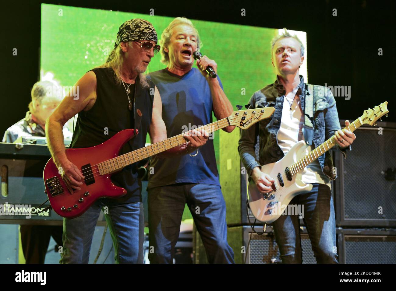 Ian Gillan, Roger Glover und Simon McBride von Deep Purple, während des Woosh! Tour, 2.. Juli, im Auditorium Parco della Musica, Rom, Italien (Foto: Domenico Cippitelli/LiveMedia/NurPhoto) Stockfoto