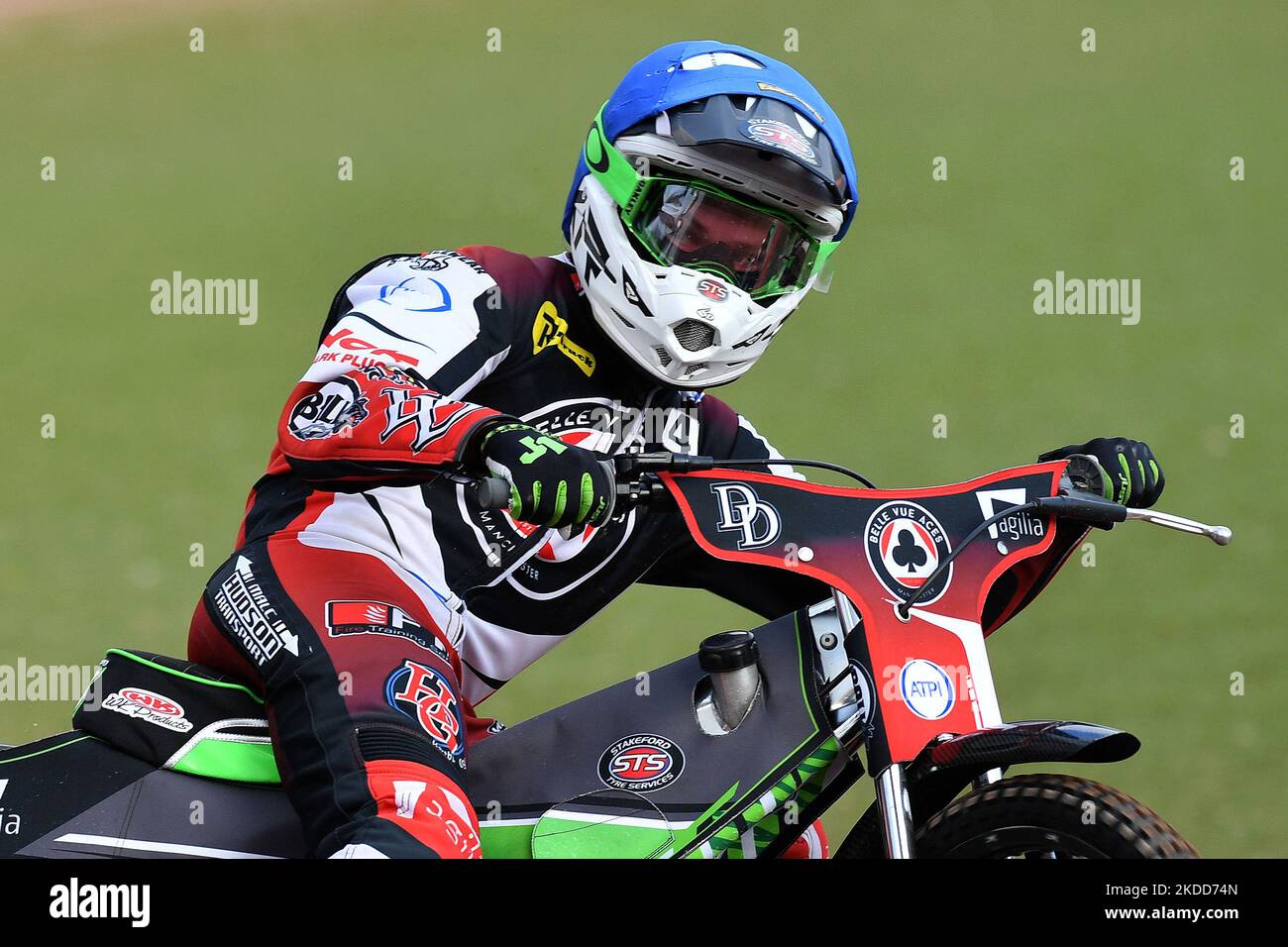 Charles Wright von Belle Vue ‘ATPI’ Aces während des SGB Premiership-Spiels zwischen Belle Vue Aces und Sheffield Tigers am Montag, den 4.. Juli 2022, im National Speedway Stadium in Manchester. (Foto von Eddie Garvey/MI News/NurPhoto) Stockfoto