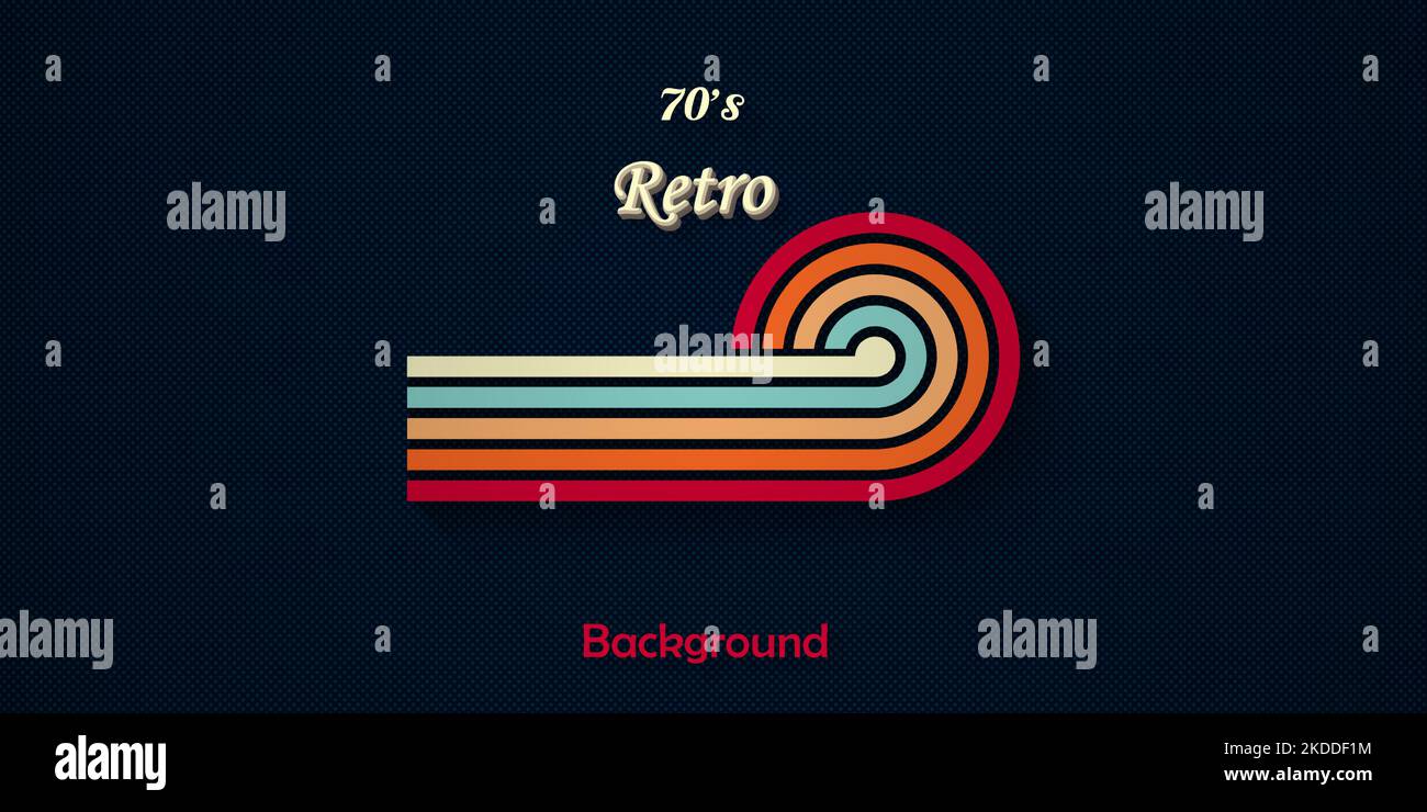 Retro-Stil Hintergrund mit bunten abgerundeten einfachen Linien trendigen 1970s Vintage-Design Stock Vektor