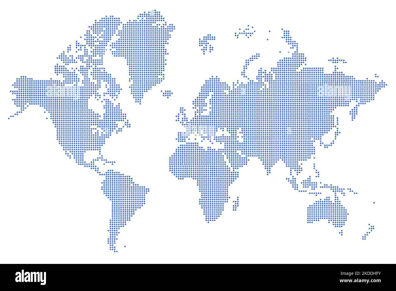 Hochauflösende Weltkarte, aufgeteilt in einzelne Länder. Hochdetaillierte Weltkarte mit Dots-Infografik zur digitalen Wirtschaft Stockfoto