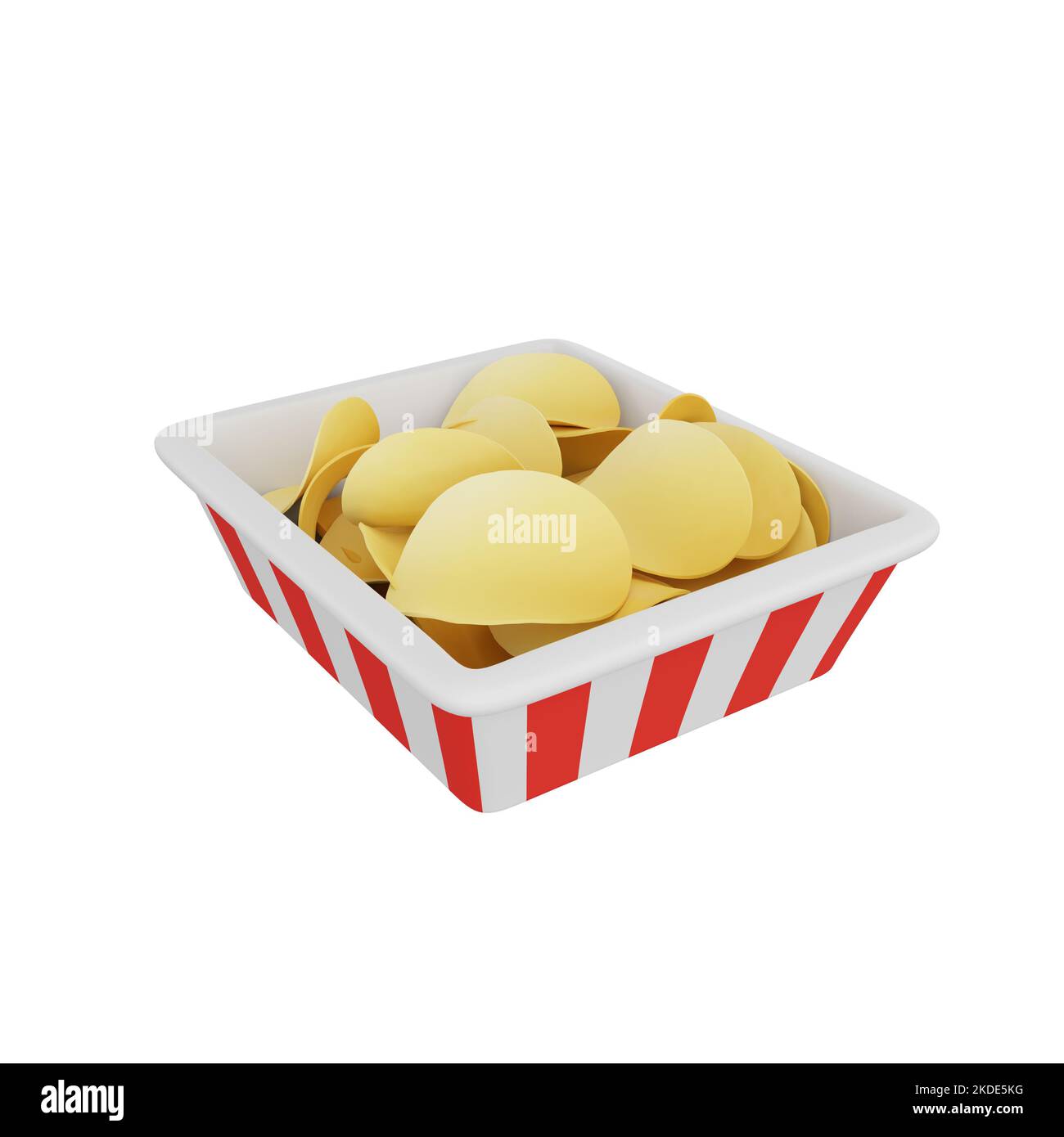 3D Rendering von Kartoffelchips Fast Food Symbol Stockfoto