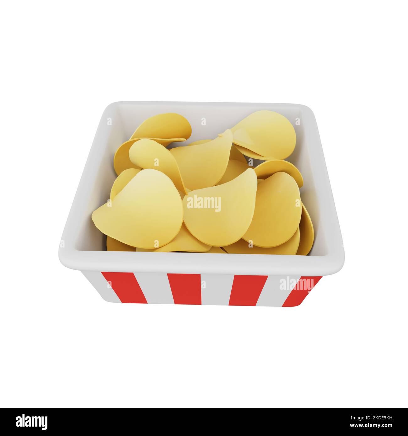 3D Rendering von Kartoffelchips Fast Food Symbol Stockfoto