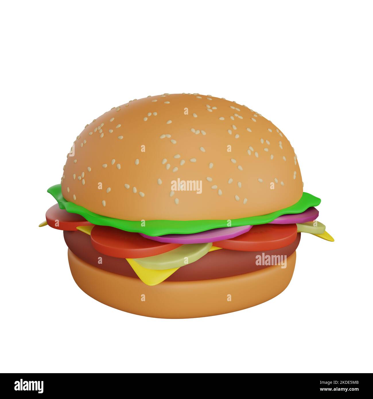 3D Rendering von Burger Junk Food Icon Stockfoto