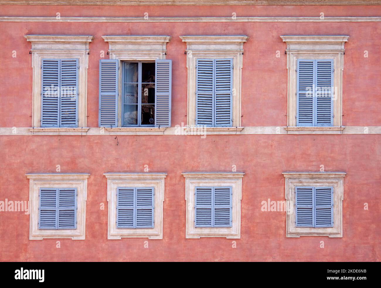 Hausfassade mit Fenster, Siena, Toskana, Italien Stockfoto