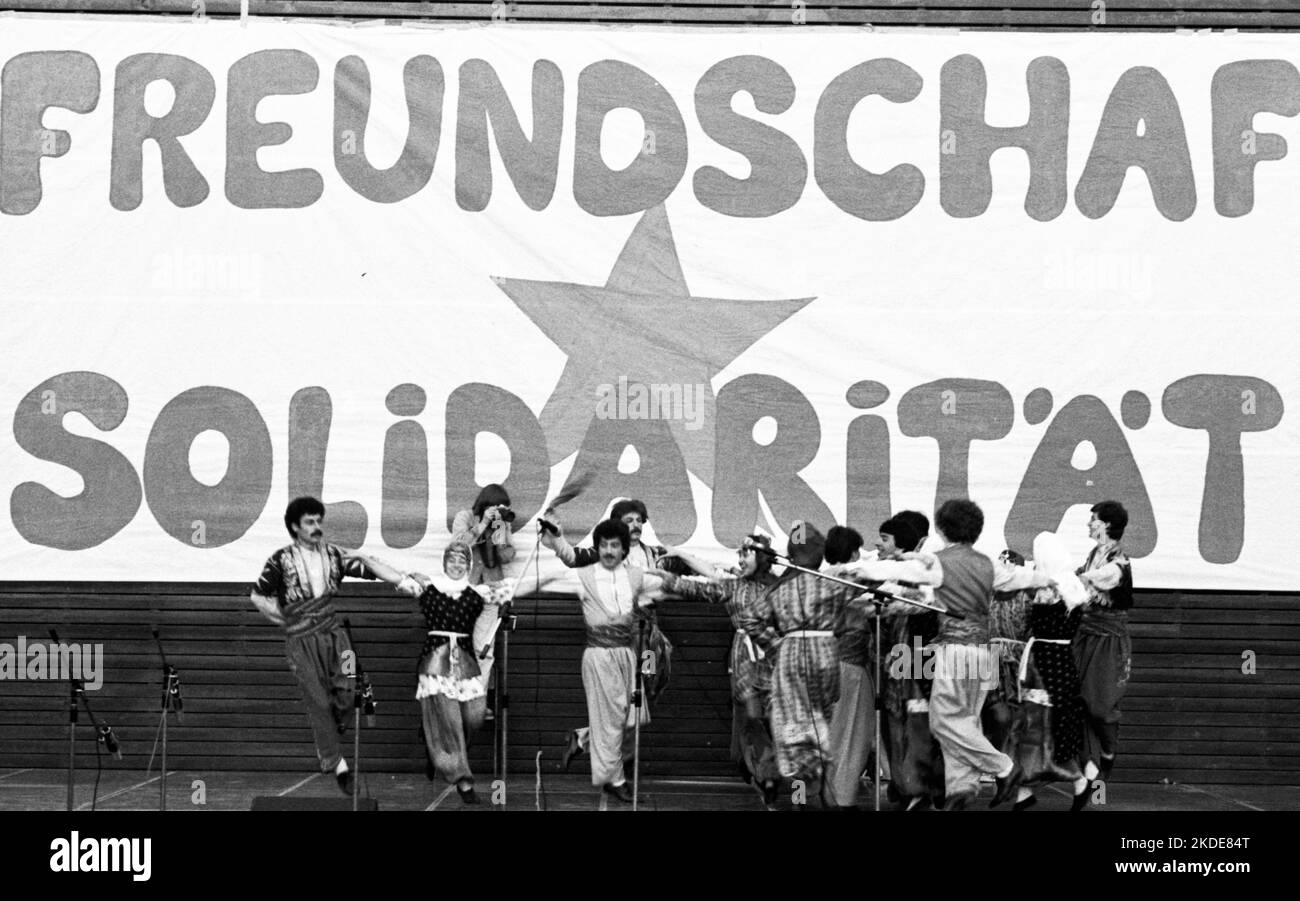 Das Jugendfestival, das von der DKP-assoziierten SDAJ (Sozialistische Deutsche Arbeiterjugend) organisiert wird. Juni 1981, Deutschland Stockfoto