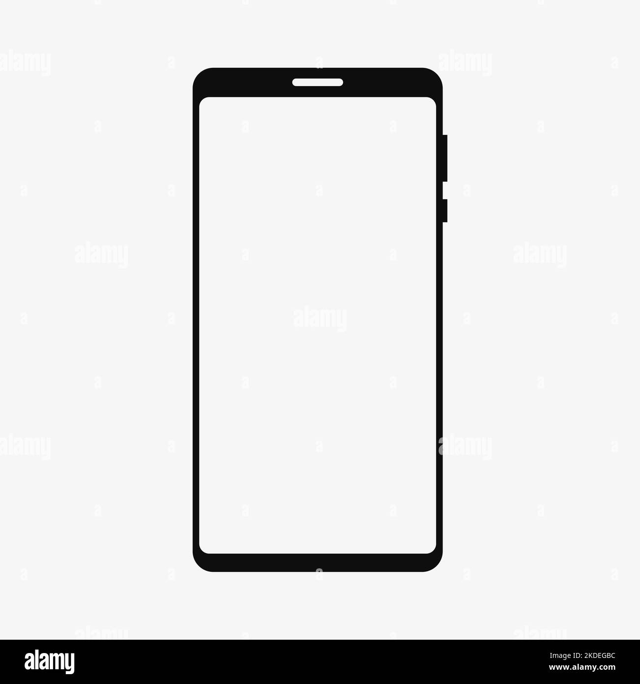 Smartphone ohne Notch-Mockup mit weißem leeren Bildschirm. Solide schwarze Silhouette Handy-Symbol. Flache Vektorgrafik isoliert auf weißem Hintergrund. Stock Vektor