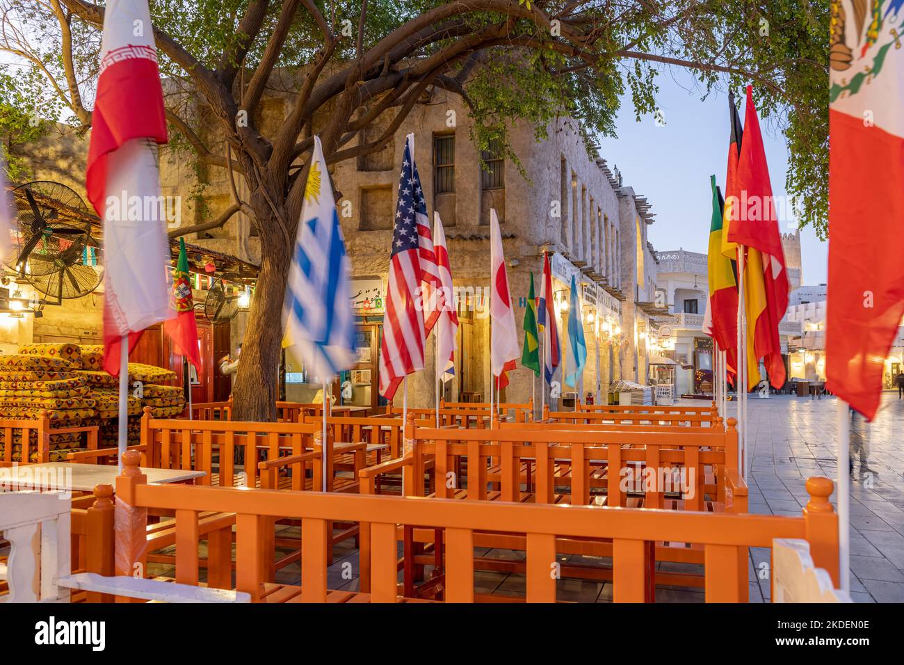 Touristenattraktionen während der FIFA Fußball-Weltmeisterschaft Katar. Souq Waqif. Traditioneller Ort von Katar Stockfoto