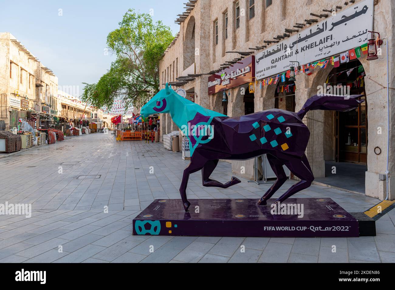 Touristenattraktionen während der FIFA Fußball-Weltmeisterschaft Katar. Souq Waqif. Traditioneller Ort von Katar Stockfoto