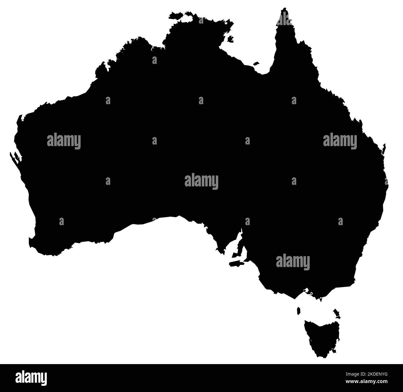 Karte von Australien gefüllt mit schwarzer Farbe Stockfoto