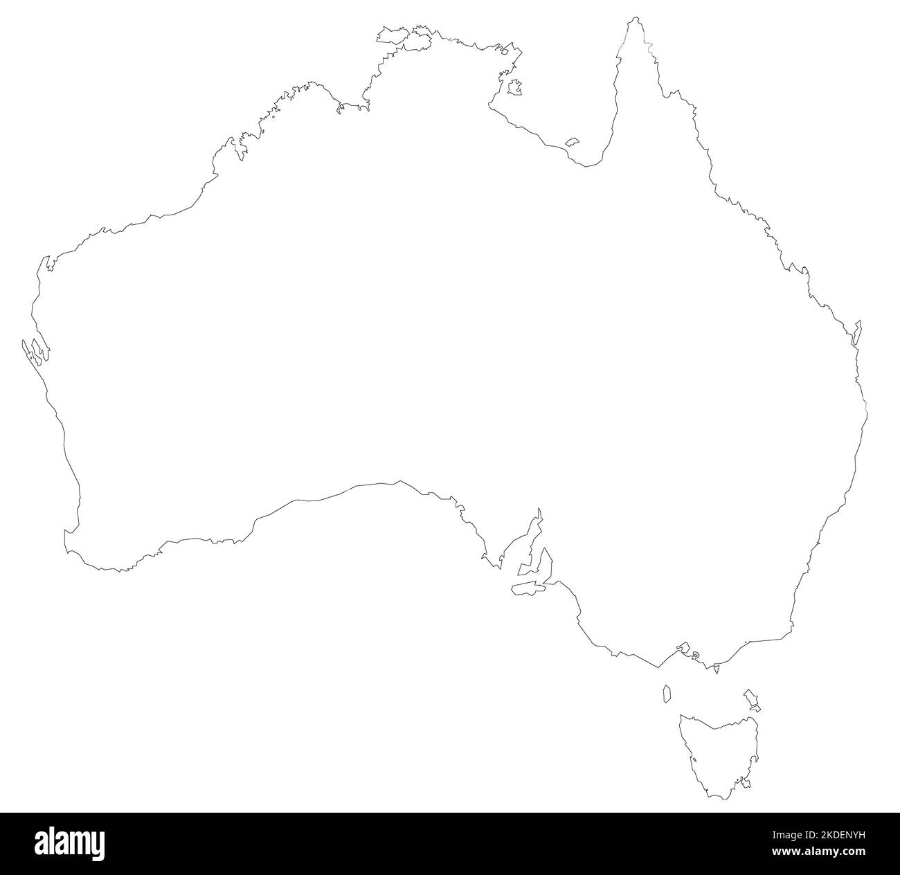 Karte von Australien gefüllt mit weißer Farbe Stockfoto