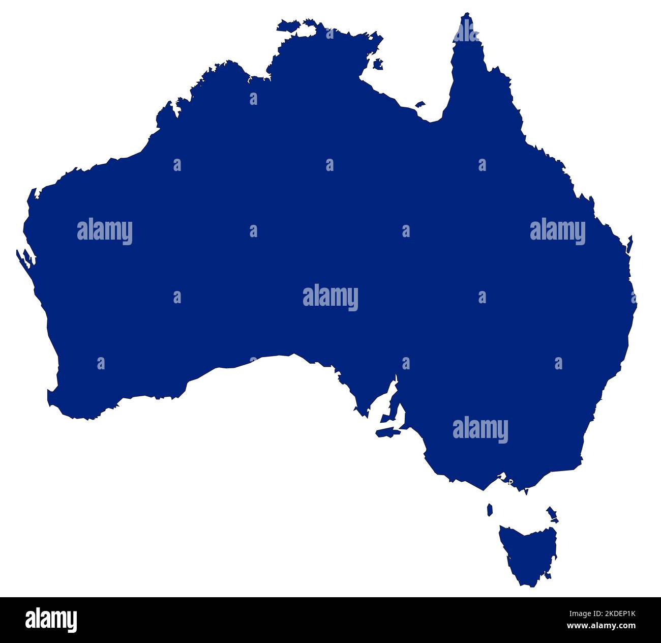 Karte von Australien gefüllt mit blauer Farbe Stockfoto