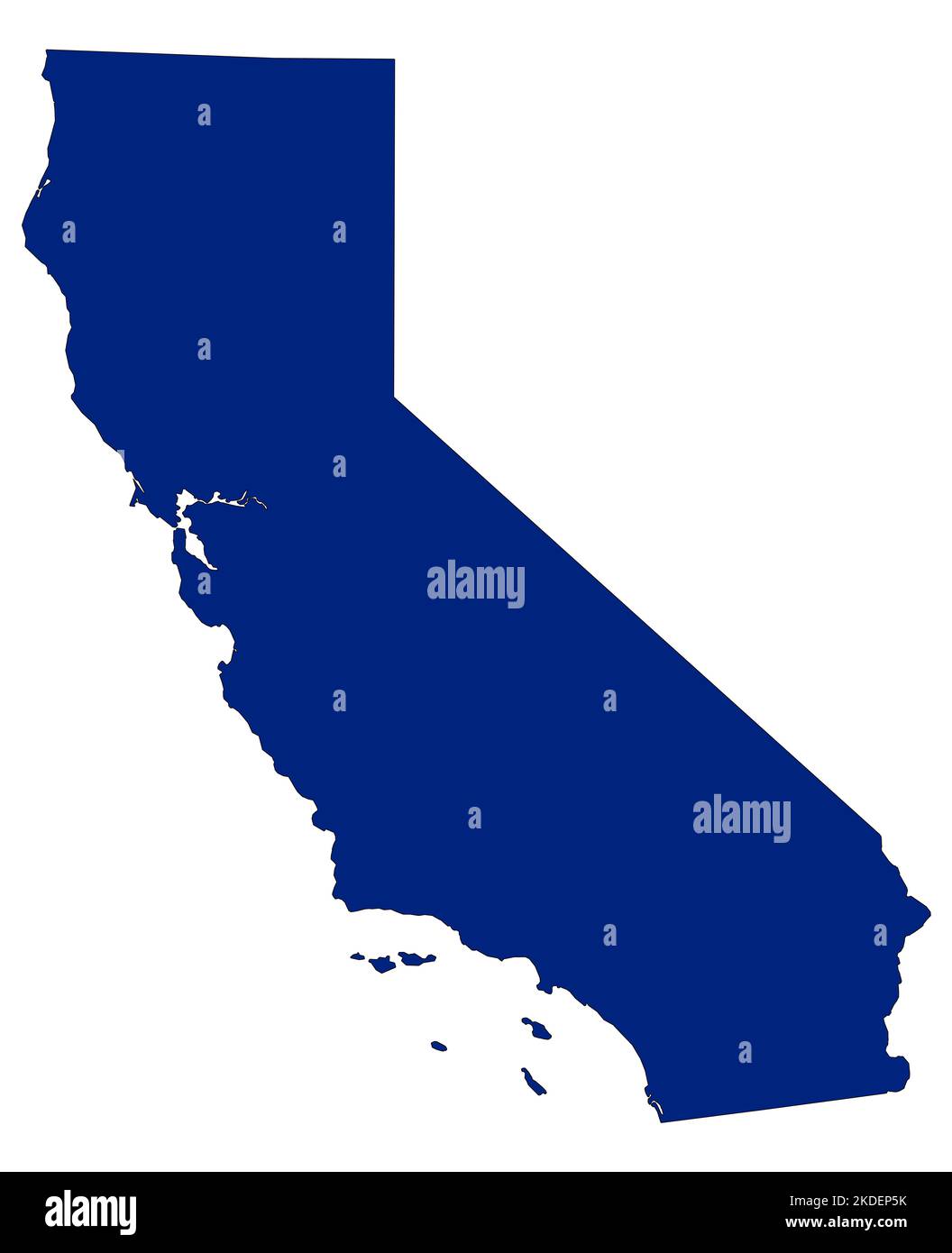 Karte von Kalifornien gefüllt mit blauer Farbe Stockfoto