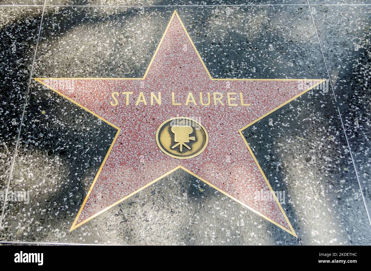 HOLLYWOOD - 26. AUGUST 2012: Stan Laurels Star auf dem Hollywood Walk of Fame, gesehen am 26. August 2012 in Hollywood in Kalifornien. Dieser Stern befindet sich Stockfoto