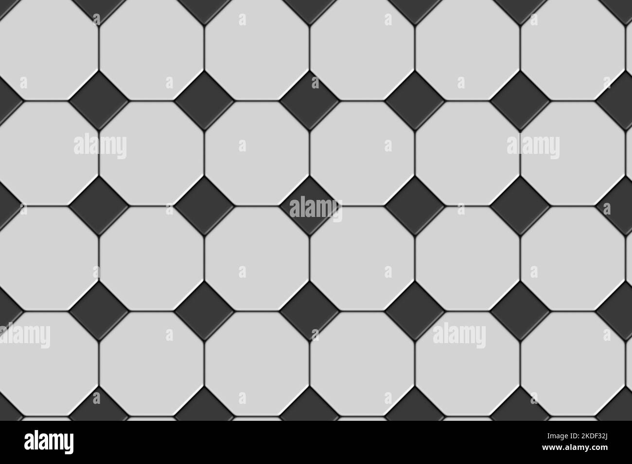 Nahtloses Mosaik in Schwarz und Weiß. 3D Abbildung. Stockfoto