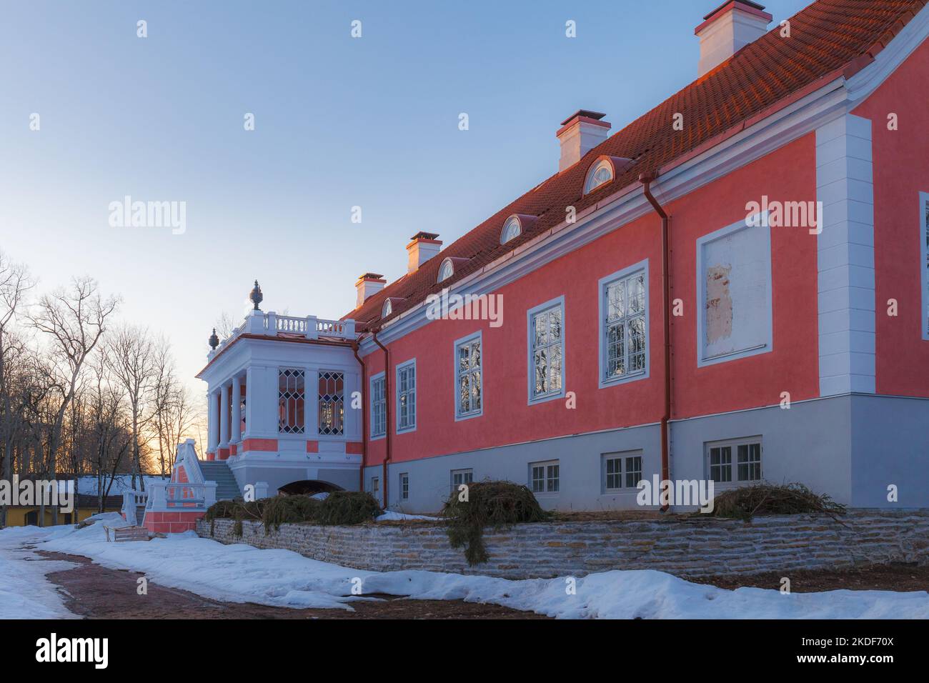 Sagadi Manor befindet sich im Lahemaa Nationalpark. Wintersaison. Stockfoto