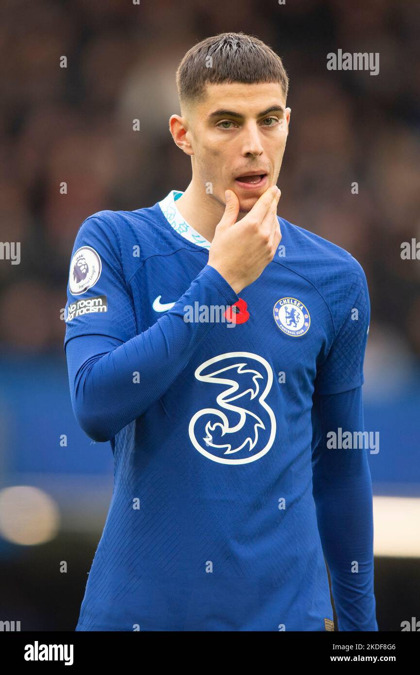 London, Großbritannien. 06.. November 2022. Kai Havertz von Chelsea während des Premier League-Spiels zwischen Chelsea und Arsenal in Stamford Bridge, London, England am 6. November 2022. Foto von Salvio Calabrese. Nur zur redaktionellen Verwendung, Lizenz für kommerzielle Nutzung erforderlich. Keine Verwendung bei Wetten, Spielen oder Veröffentlichungen einzelner Clubs/Vereine/Spieler. Kredit: UK Sports Pics Ltd/Alamy Live Nachrichten Stockfoto