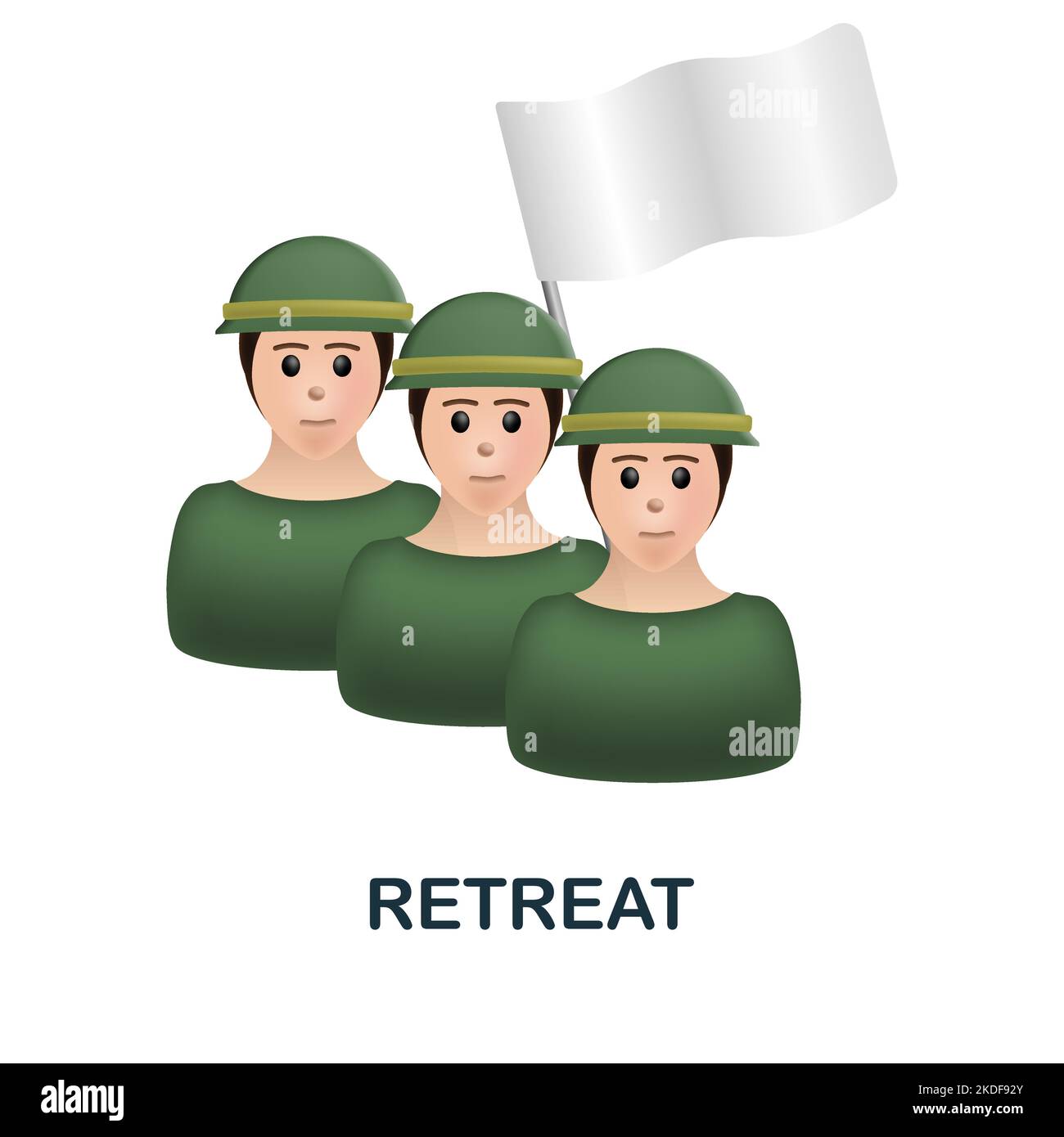 Symbol „Rückzug“. 3D Illustration aus der Kriegssammlung. Creative Retreat 3D Symbol für Webdesign, Vorlagen, Infografiken und mehr Stock Vektor