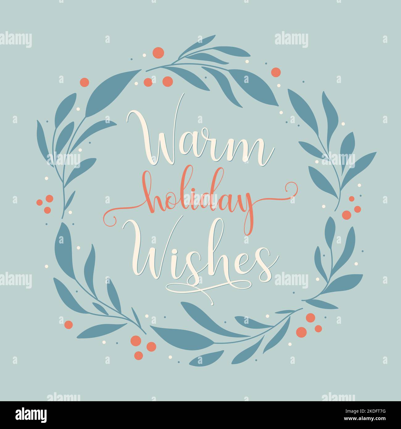 Warme Weihnachtswünsche Kartenkonzept, Weihnachtsgrußkarte mit abstraktem Kranz. Vektor Stock Vektor