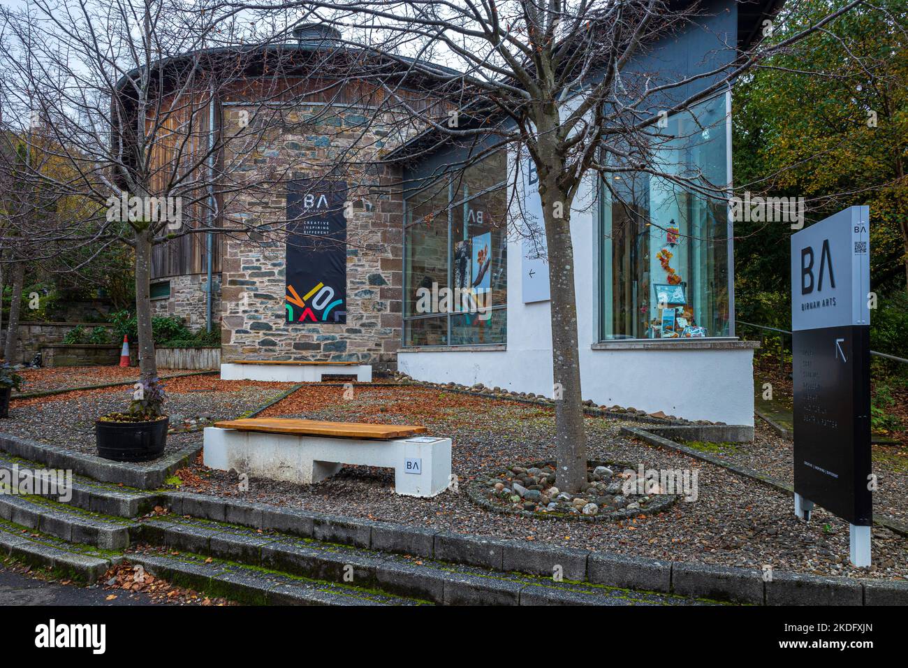 Birnam Arts Centre in Birnam, Perthshire, Schottland. Die ursprünglich 1880 entwickelte Anlage wurde 2001 grundlegend umgebaut. Gemeinschaftseigentum. Stockfoto