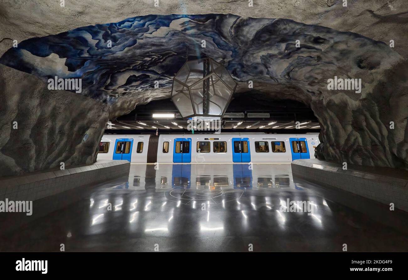 Stockholmer Tekniska Högskolan U-Bahn- oder U-Bahn-Stationen Kunstwerke, die als die längste Kunstausstellung der Welt in Schweden gilt Stockfoto