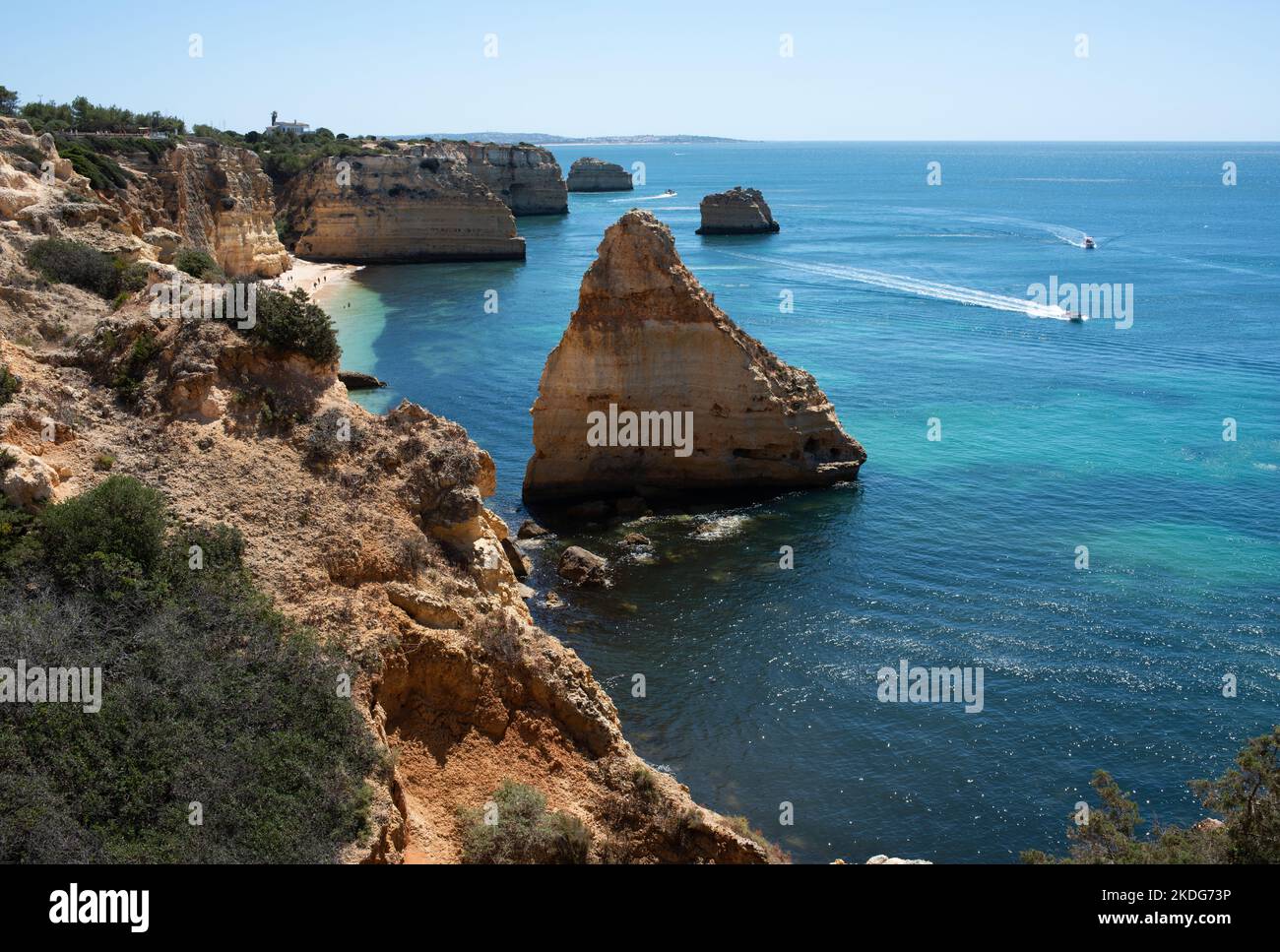 Wandern Sie entlang der sieben Hängetäler entlang der Küste der Algarve Stockfoto