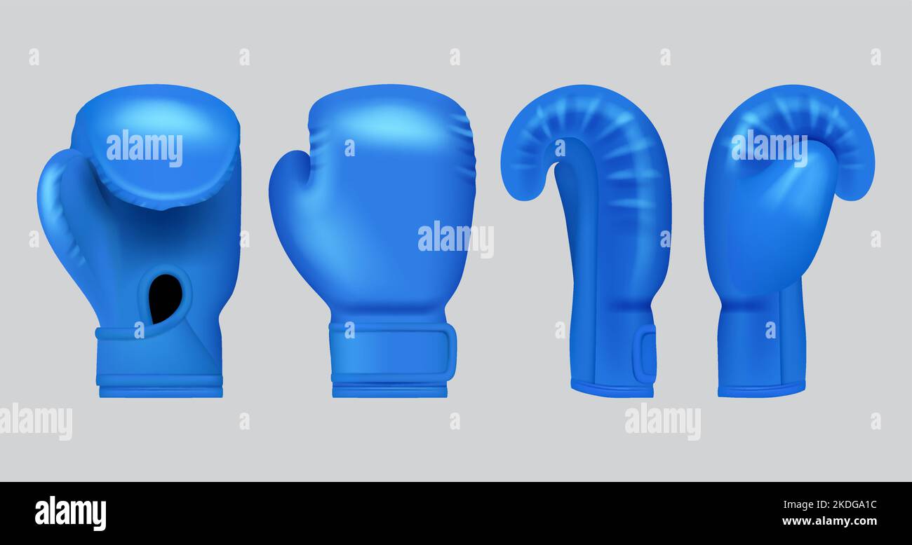 Boxhandschuhe. Sport Hände Punch Artikel für Boxer Ausrüstung anständigen Vektor Wettbewerb Symbole Handschuhe realistisch Stock Vektor
