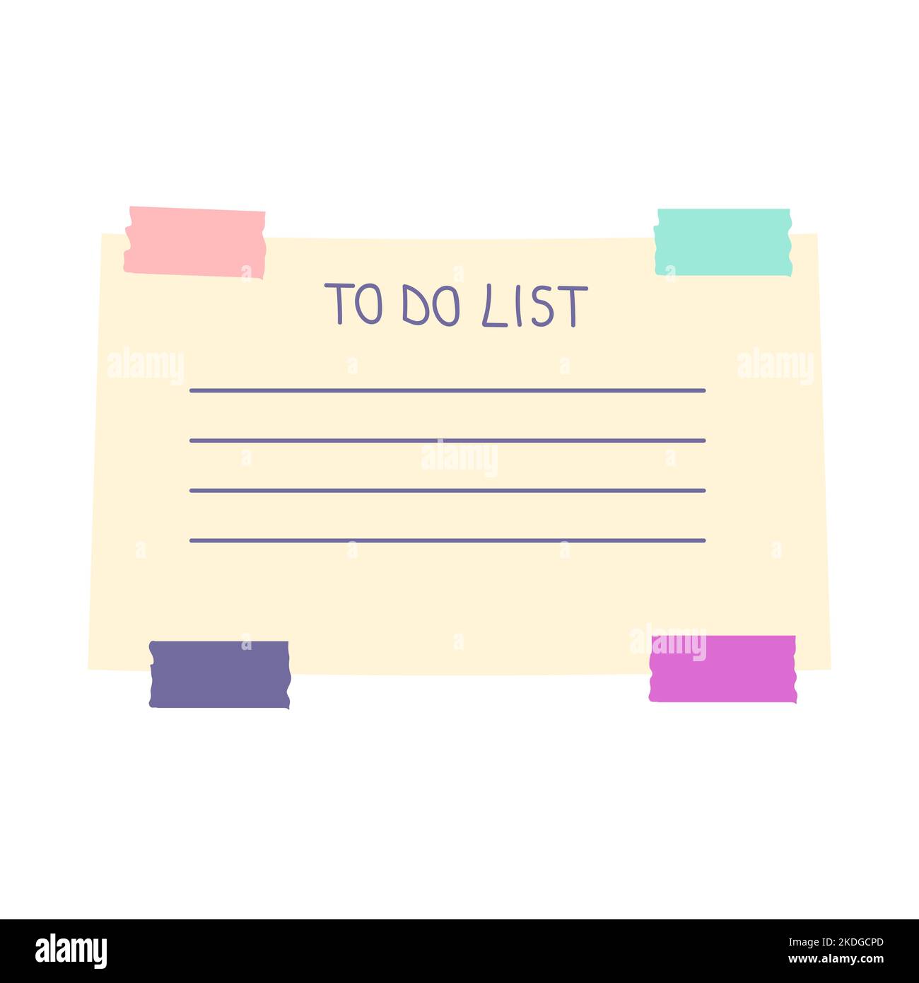 To-do-Listenvorlage. Vektor flach handgezeichnete Illustration. Perfekt für Planung, Notizen und Selbstorganisation. Stock Vektor