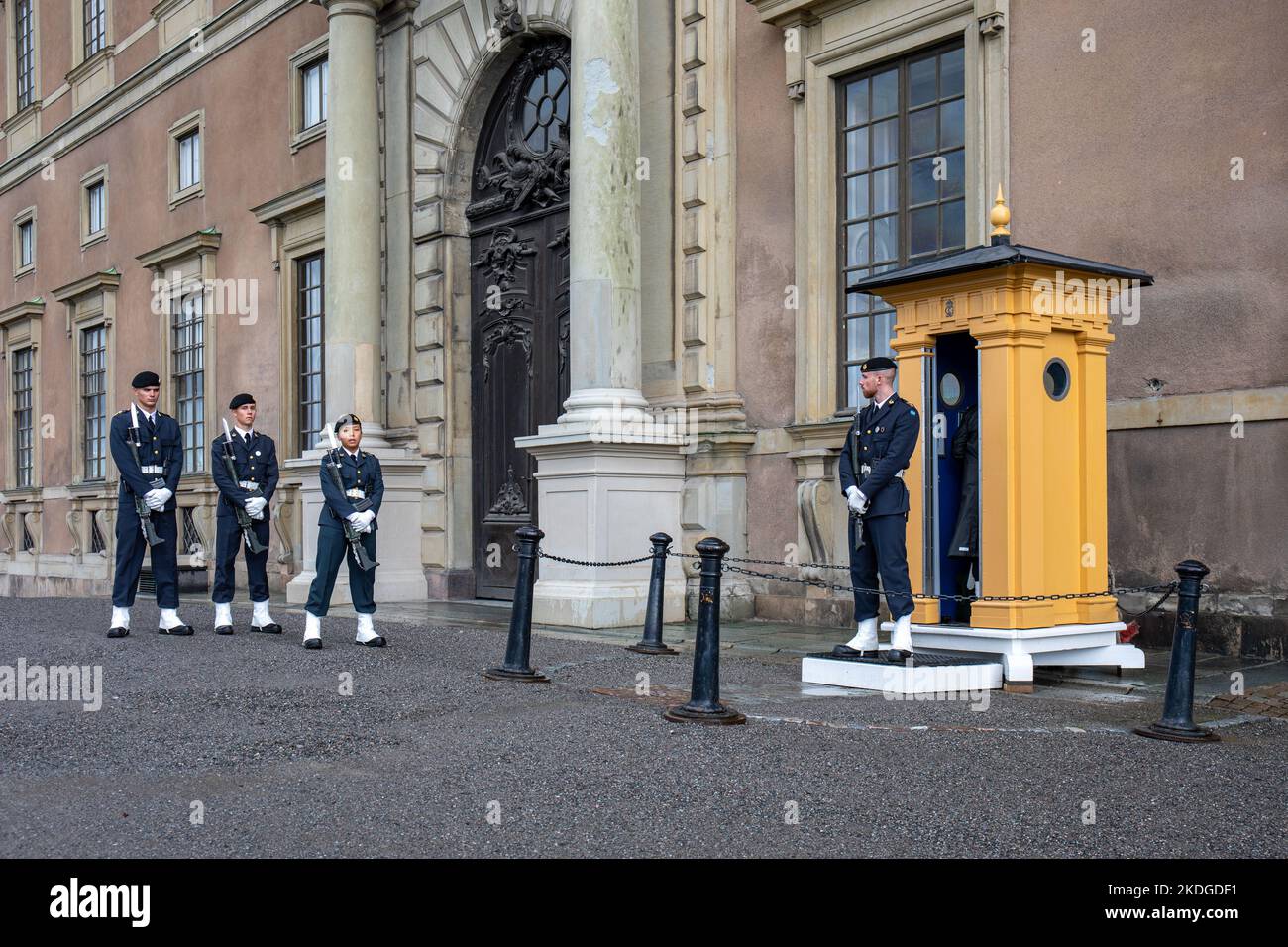 Kungliga Slottet oder Wachen des Königlichen Palastes in Stockholm, Schweden Stockfoto