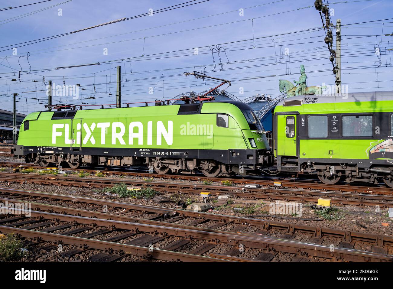 Flixtrain Eurosprinter es 64 U2 Lokomotive in Köln, Deutschland Stockfoto