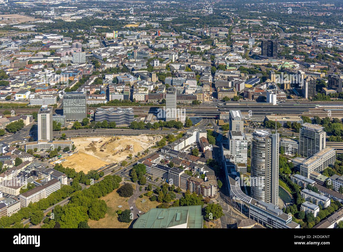 Luftaufnahme, Lageansicht Stadt, Essener Hauptbahnhof, Baustellenabriss ...