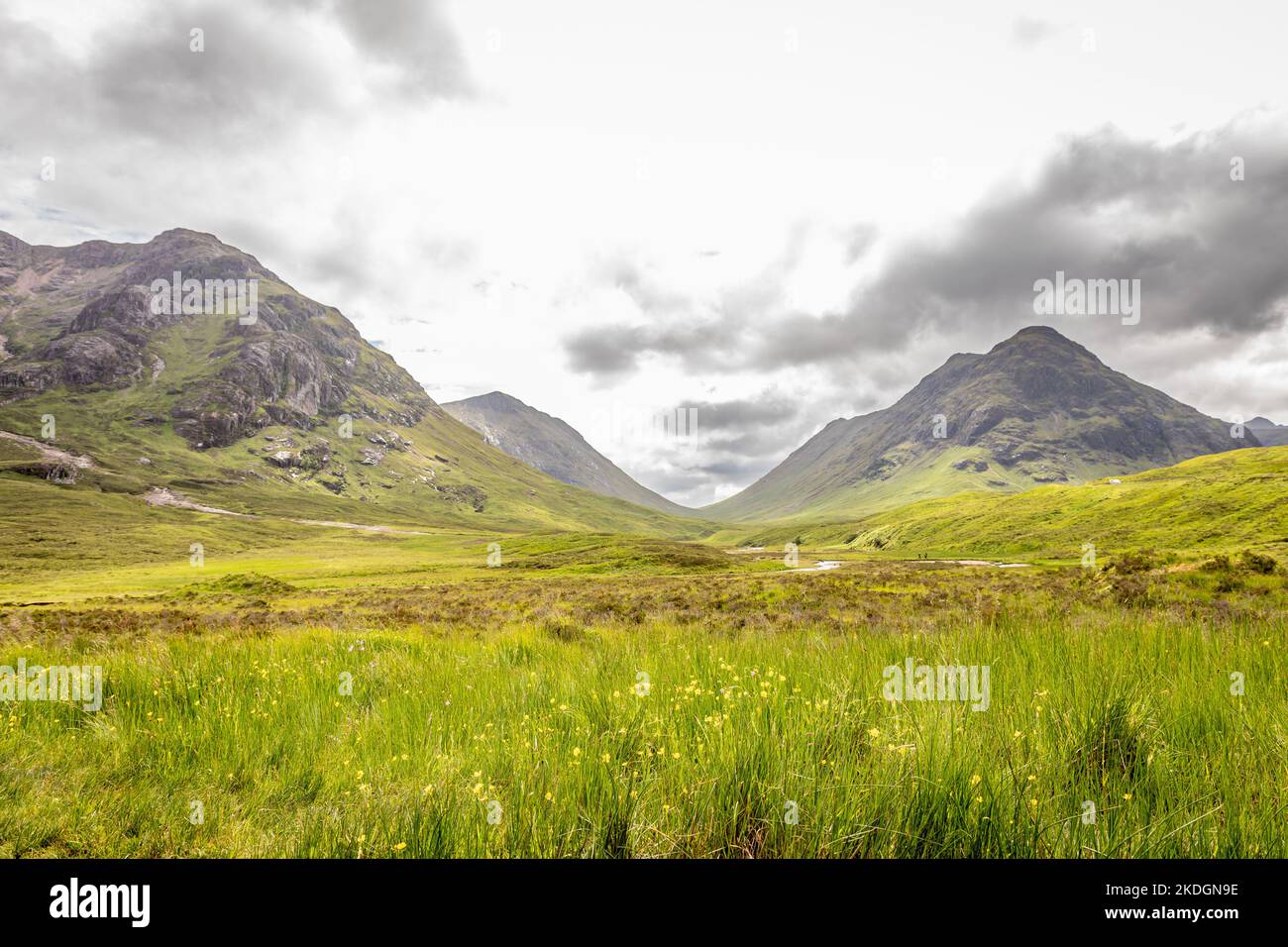 Ansicht von Glencoe aus Lagangarbh, Glencoe, Schottland, Großbritannien Stockfoto