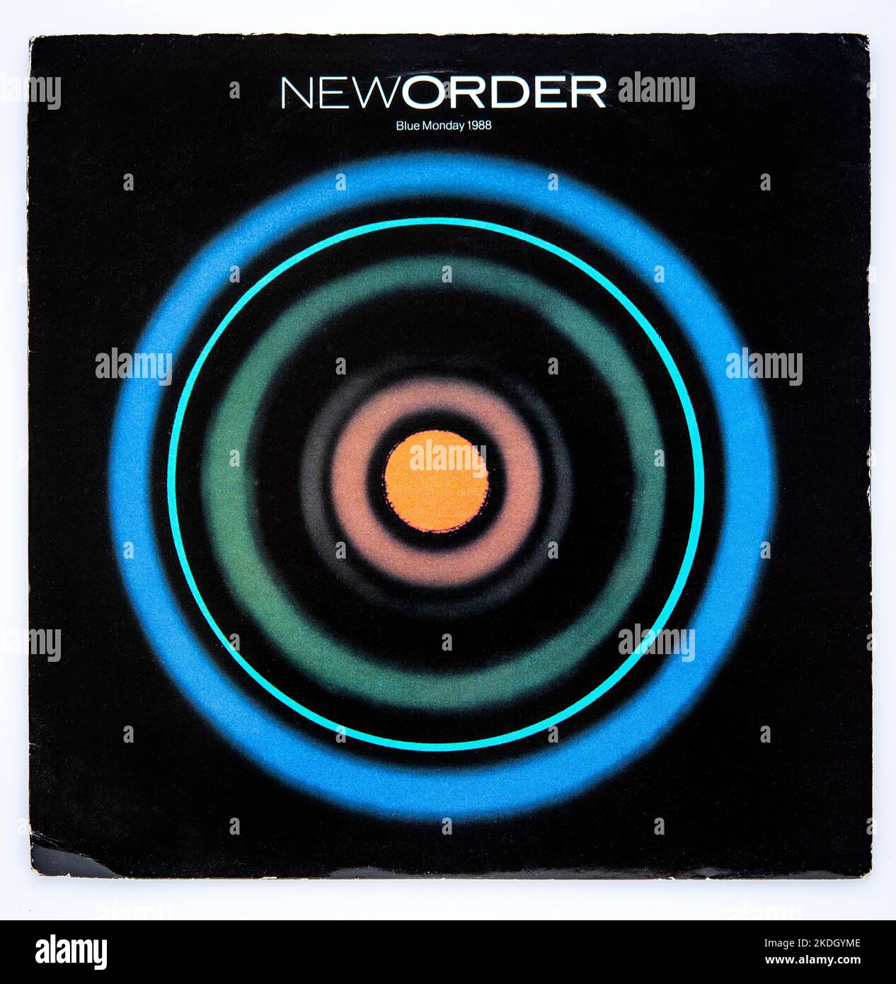 Bildercover der 7-Zoll-Vinyl-Version von New Ordens Single Blue Monday 88, einem Remix, der 1988 veröffentlicht wurde Stockfoto