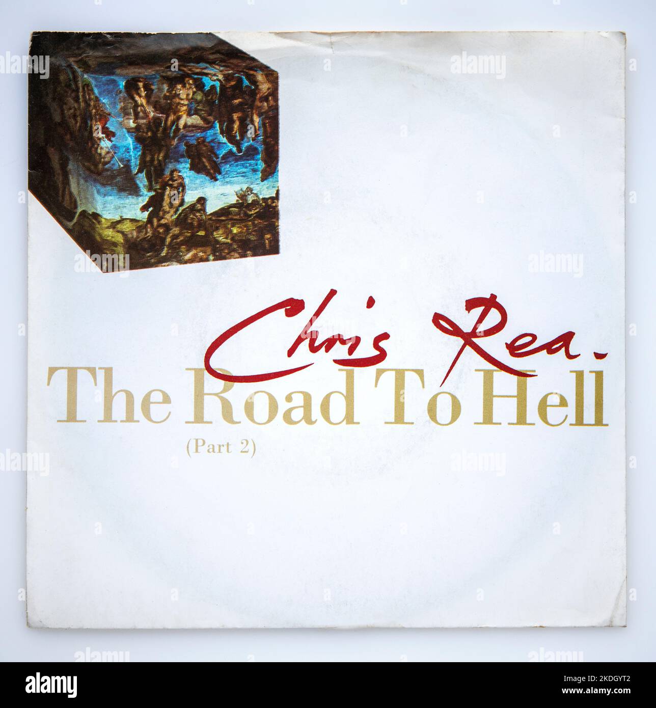 7-Zoll-Vinyl-Cover der Single The Road to Hell Part 2 von Chris Rea, die 1989 veröffentlicht wurde Stockfoto