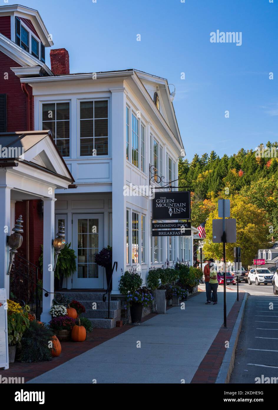 Stowe, VT - 6. Oktober 2022: Eingang zum Green Mountain Inn in Stowe Stockfoto