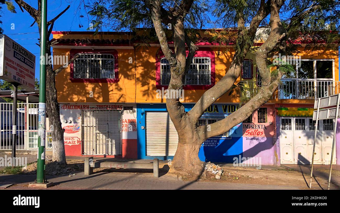 Straßenszene ohne Menschen Chiapas, Mexiko Stockfoto