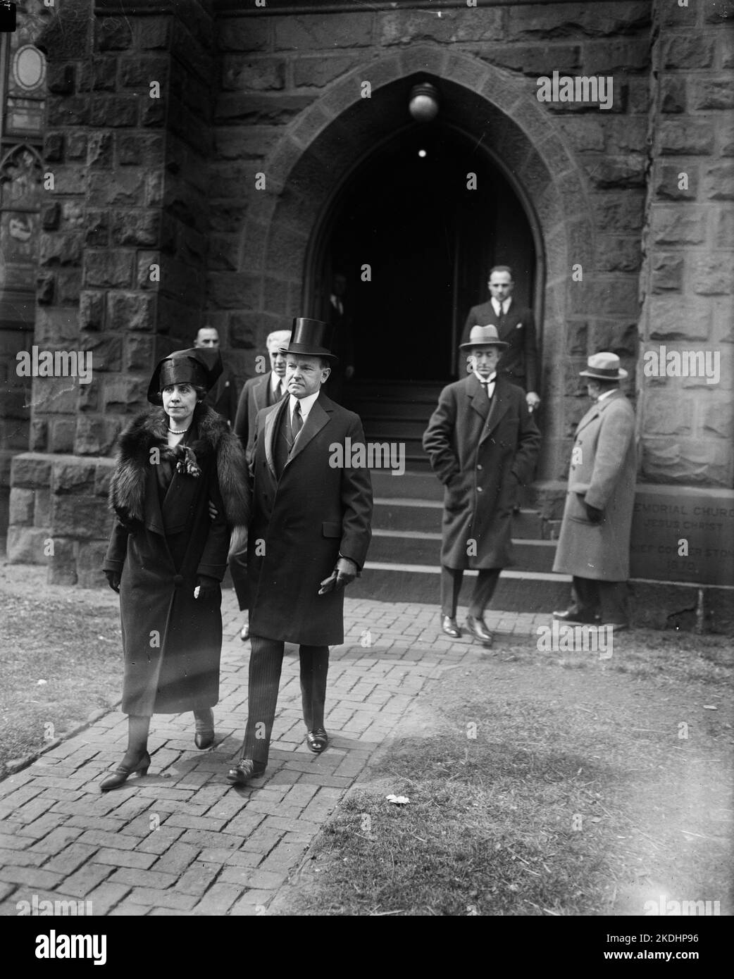 Ein Foto von Präsident Calvin Coolidge und seiner Frau Grace Coolidge aus dem Jahr 1928 Stockfoto