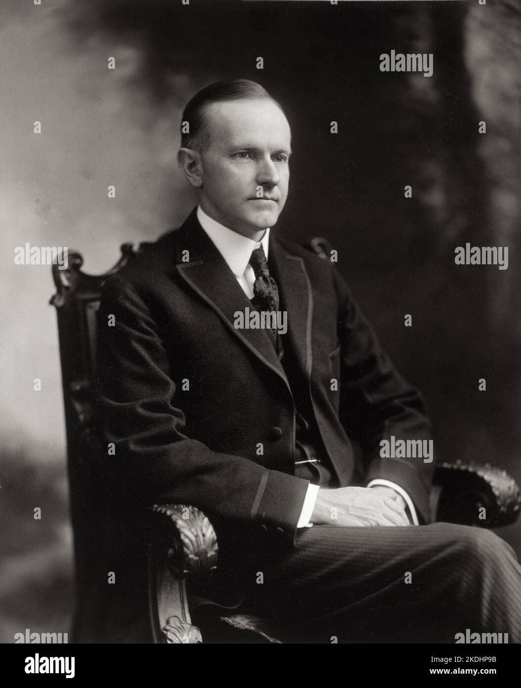 Ein Porträt des US-Präsidenten Calvin Coolidge von 1919, als er Gouverneur von Massachusetts war Stockfoto