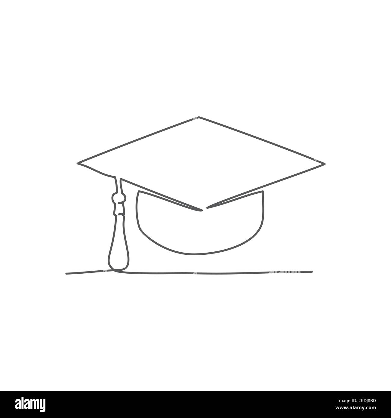 Graduierung Kappe eine Linie Zeichnung auf weißem Hintergrund Stock Vektor