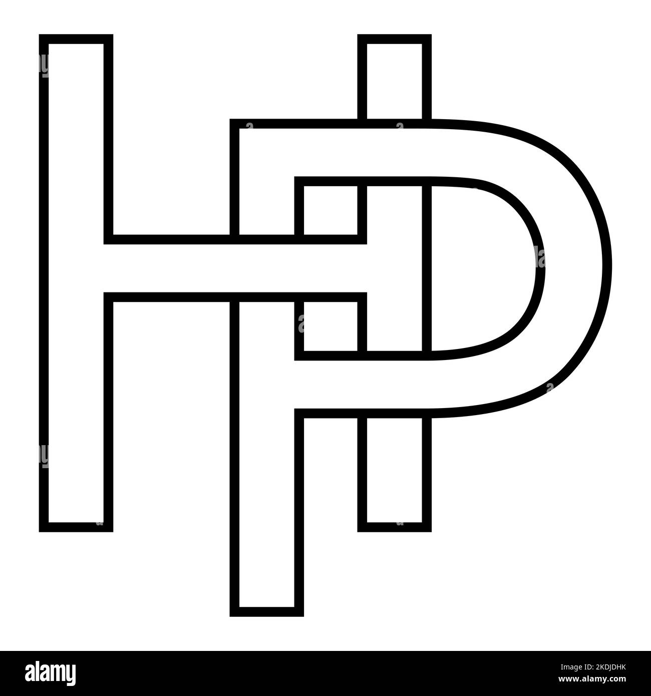 Logo-Zeichen hp ph-Symbol, nft-Zeilensprungbuchstaben p h Stock Vektor