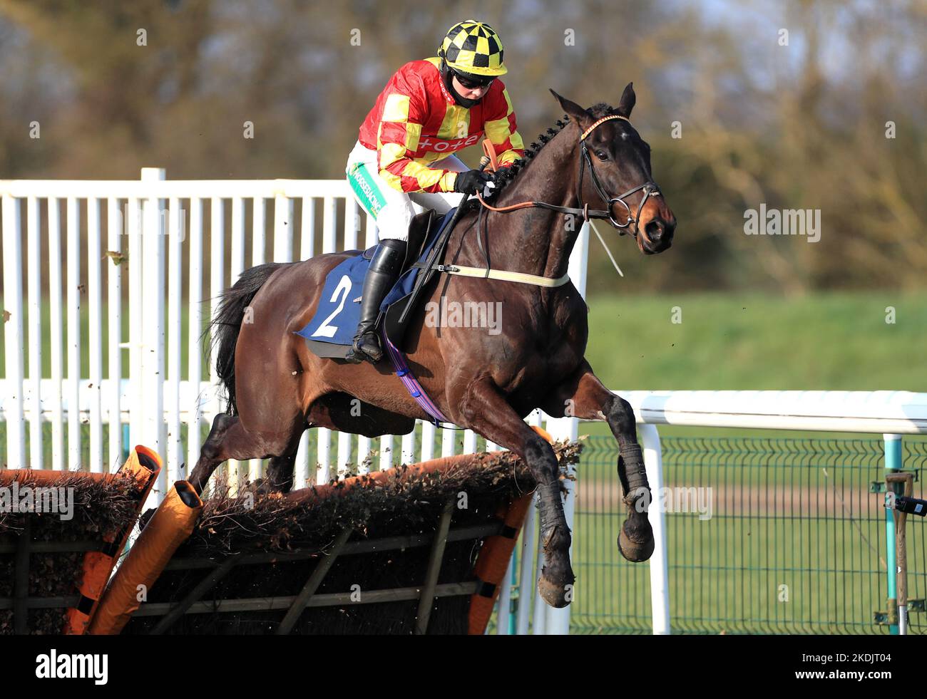 Datei-Foto vom 07-03-2021 von Onemorefortheroad, der in den Weatherbys- und Birdie-Kalendern Michaelmas Handicap-Hürde in Huntingdon eine gewinnbringende Rückkehr zu zwei Meilen machen kann. Ausgabedatum: Montag, 7. November 2022. Stockfoto