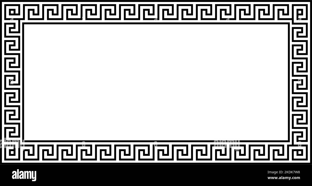 Griechischer Ornamentrahmen. Gewundenes Rechteckmuster. Alte griechische Bund Grenze. Geometrisches Meandros-Motiv. Vektor Stock Vektor