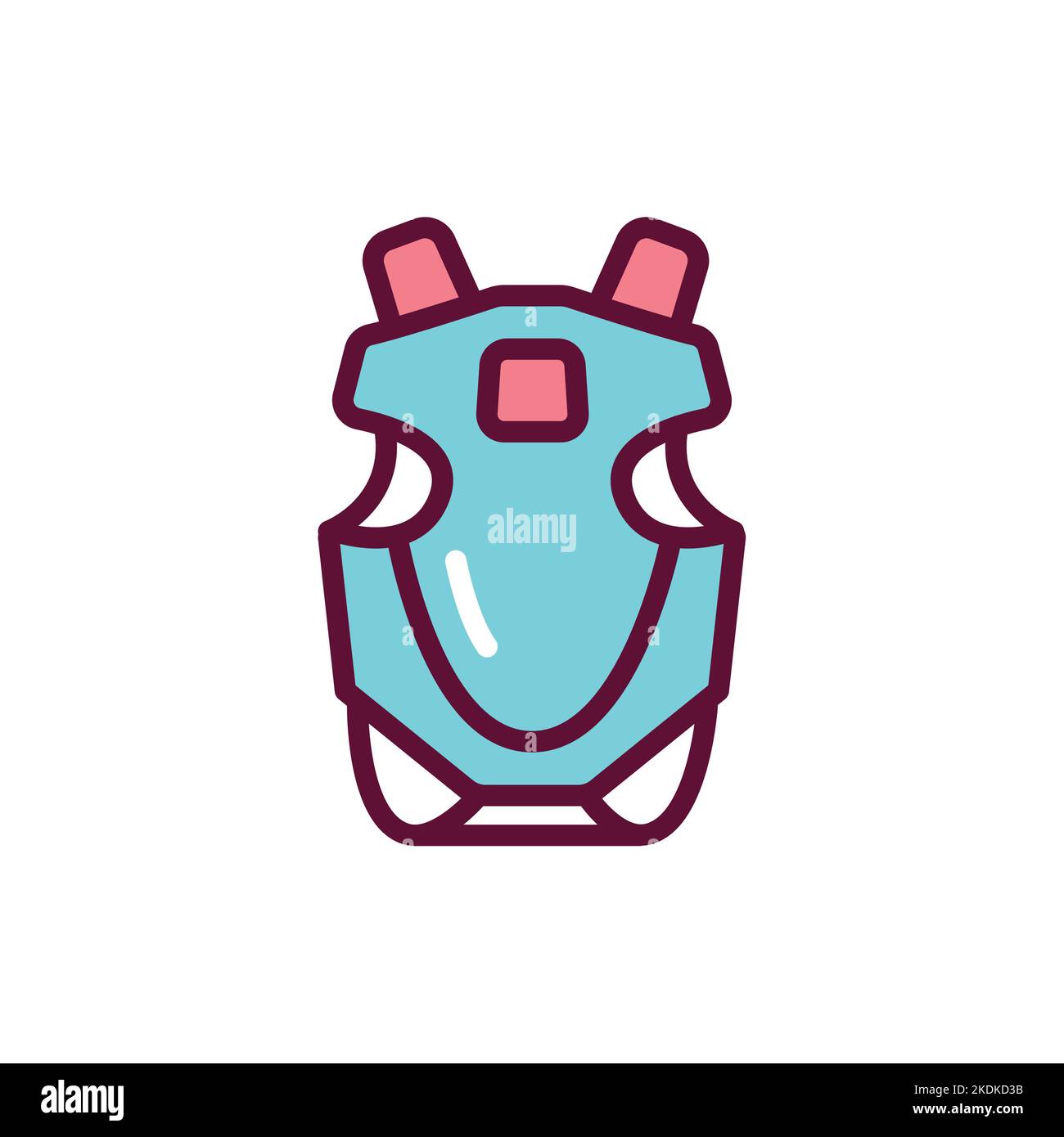 Baby Sling Rucksack Farbe Linie Symbol. Isoliertes Vektorelement. Stock Vektor
