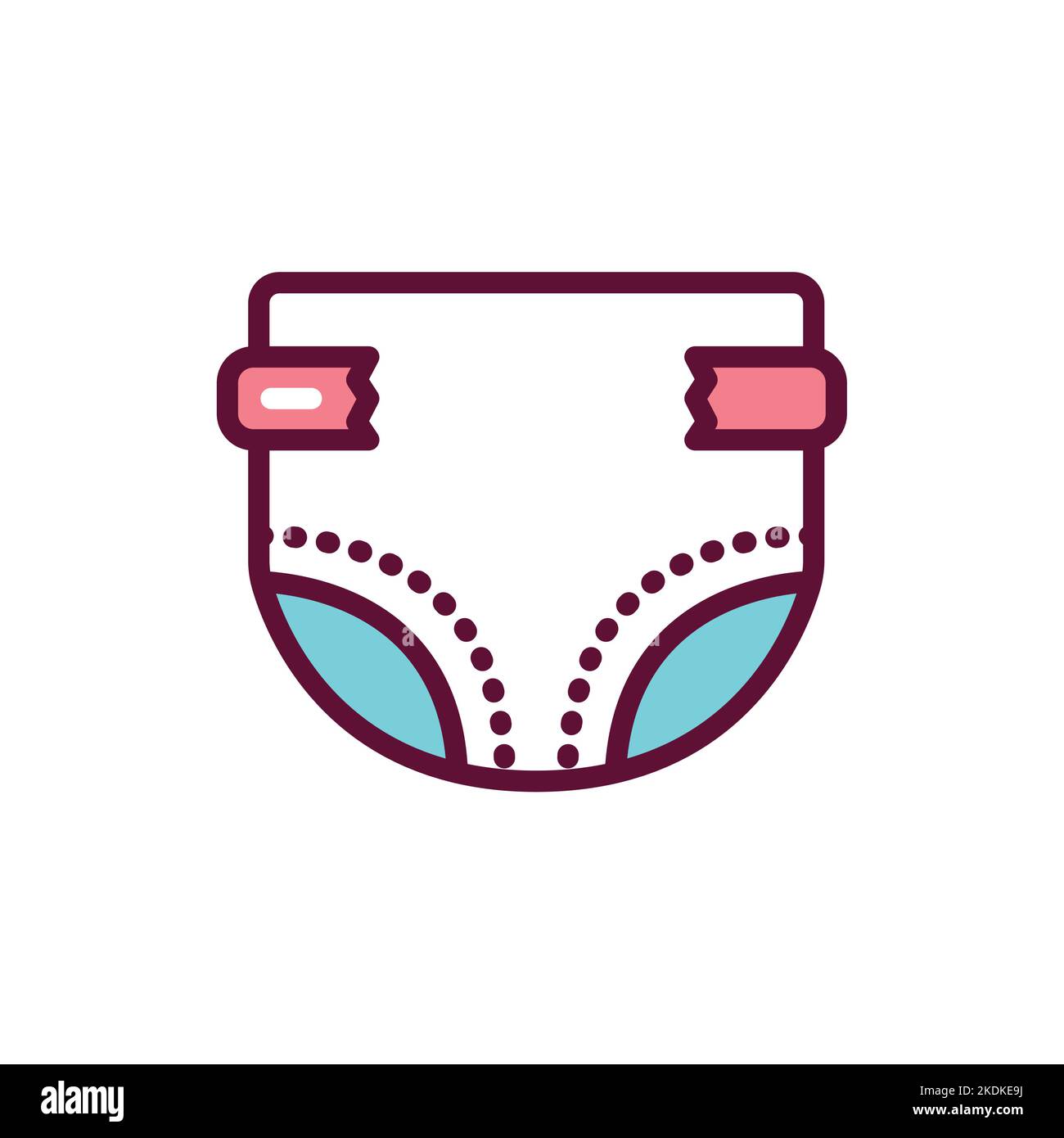 Baby Windel Farbe Linie Symbol. Isoliertes Vektorelement. Stock Vektor