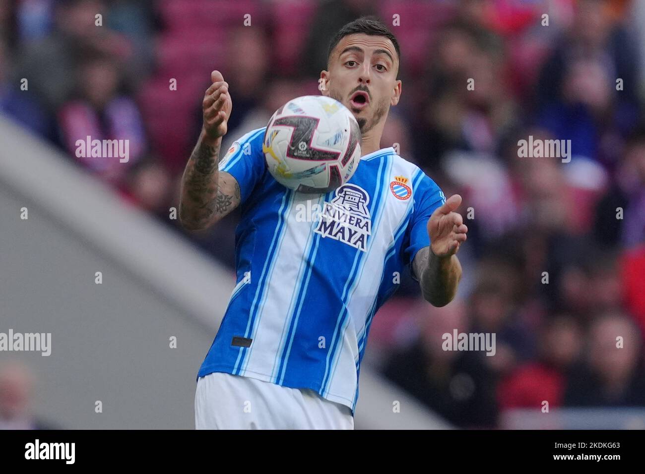 Joselu Mato von RCD Espanyol während des La Liga-Spiels zwischen Atletico de Madrid und RCD Espanyol spielte am 06. November 2022 im Civitas Metropolitano Stadium in Madrid , Spanien. (Foto von PRESSIN) Stockfoto