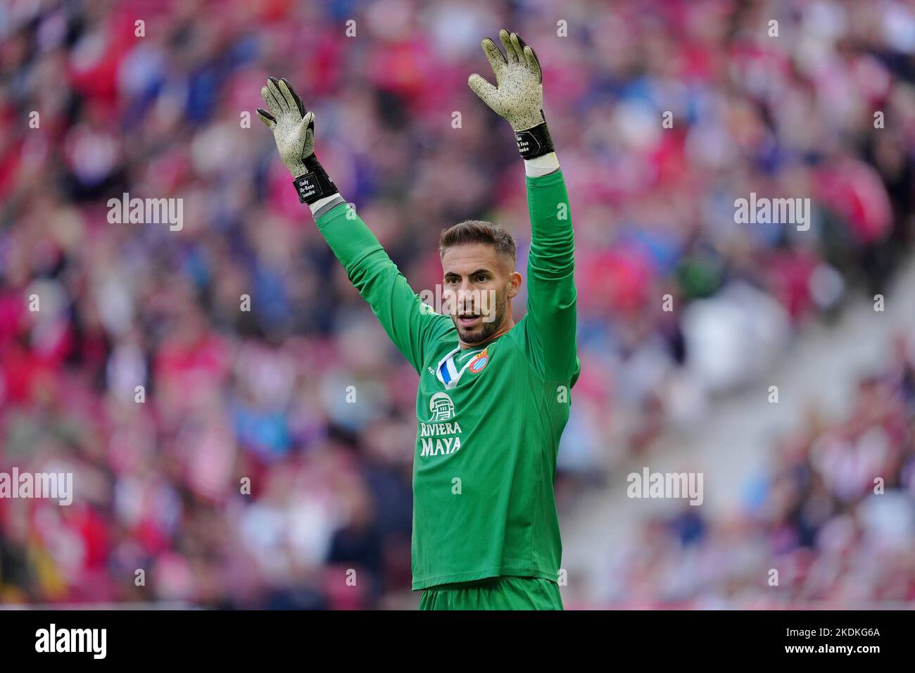 Benjamin Lecomte von RCD Espanyol während des La Liga-Spiels zwischen Atletico de Madrid und RCD Espanyol spielte am 06. November 2022 im Civitas Metropolitano Stadium in Madrid , Spanien. (Foto von PRESSIN) Stockfoto